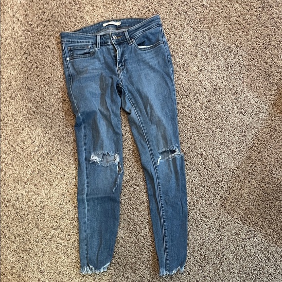 Levi's Women's Blue Ripped Skinny Jeans - Picture 2 of 5